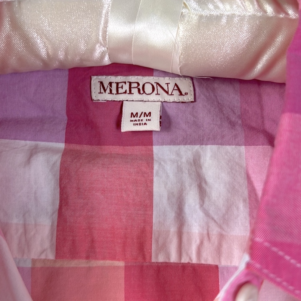 Merona Pink Plaid Shirt - Picture 3 of 4